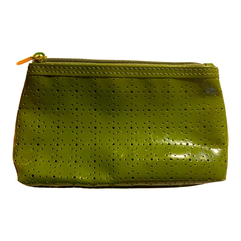 Estée Lauder Cosmetic Bag Make Up Pouch Green Mesh Gold Zipper 6” x 4”